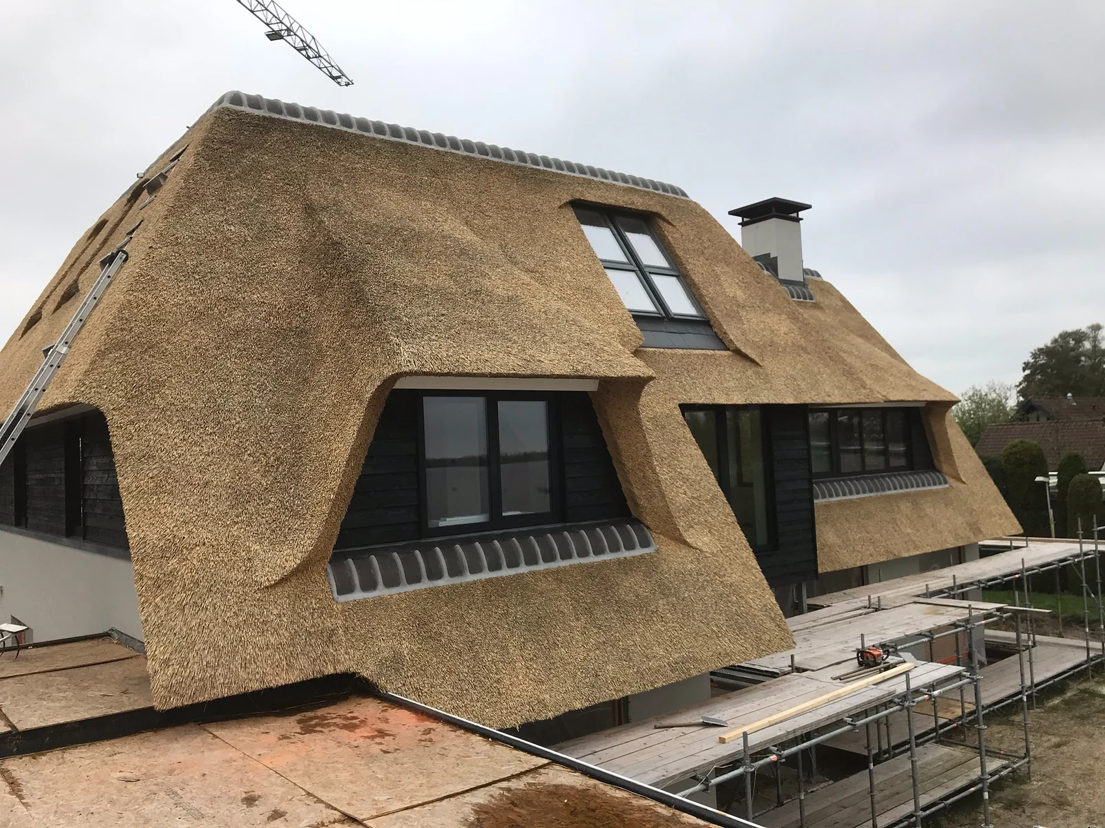 Villa met rieten dak in bosrijke omgeving